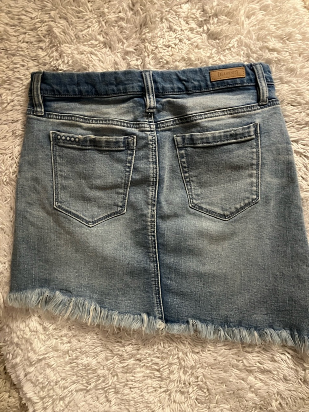 Denim Frayed Asymmetrical Mini Skirt
